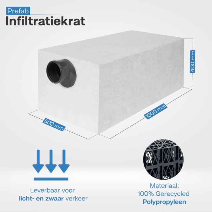 Infiltratiekrat 200 liter zwaar belastbaar 50 x 100 x 40 cm