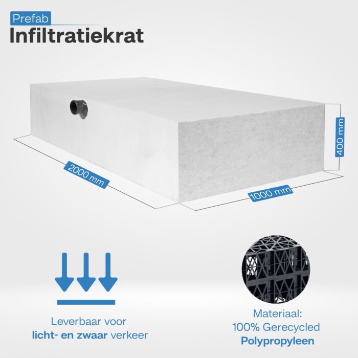 Infiltratiekrat 800 liter zwaar belastbaar 200 x 100 x 40 cm