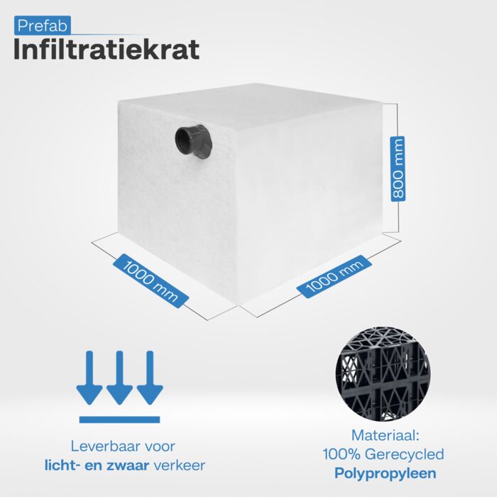Infiltratiekrat 800 liter zwaar belastbaar 100 x 100 x 80 cm
