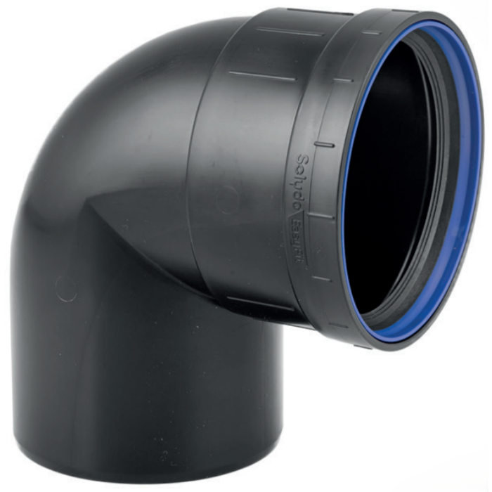 PP bocht zwart manchet / spie 50 mm 90°