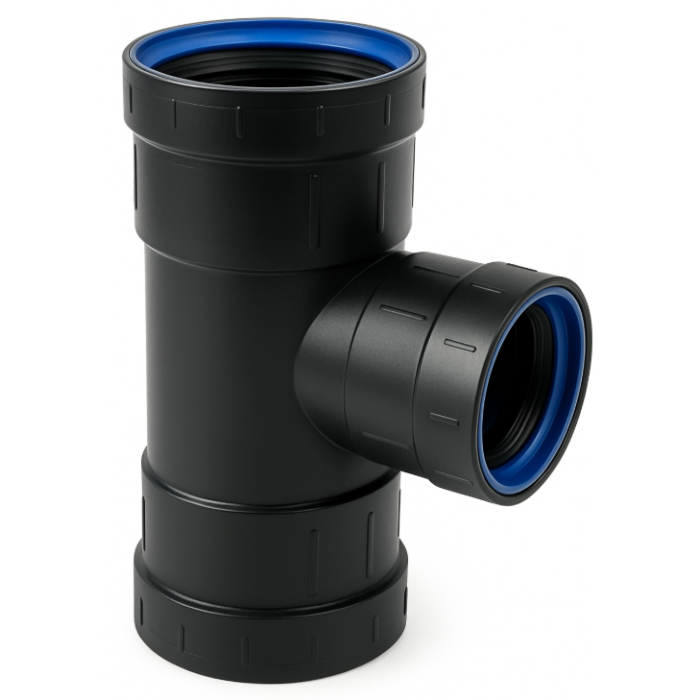 PP verloop T-stuk 90° 3 x manchet PP verloop T-stuk 90° 3 x manchet